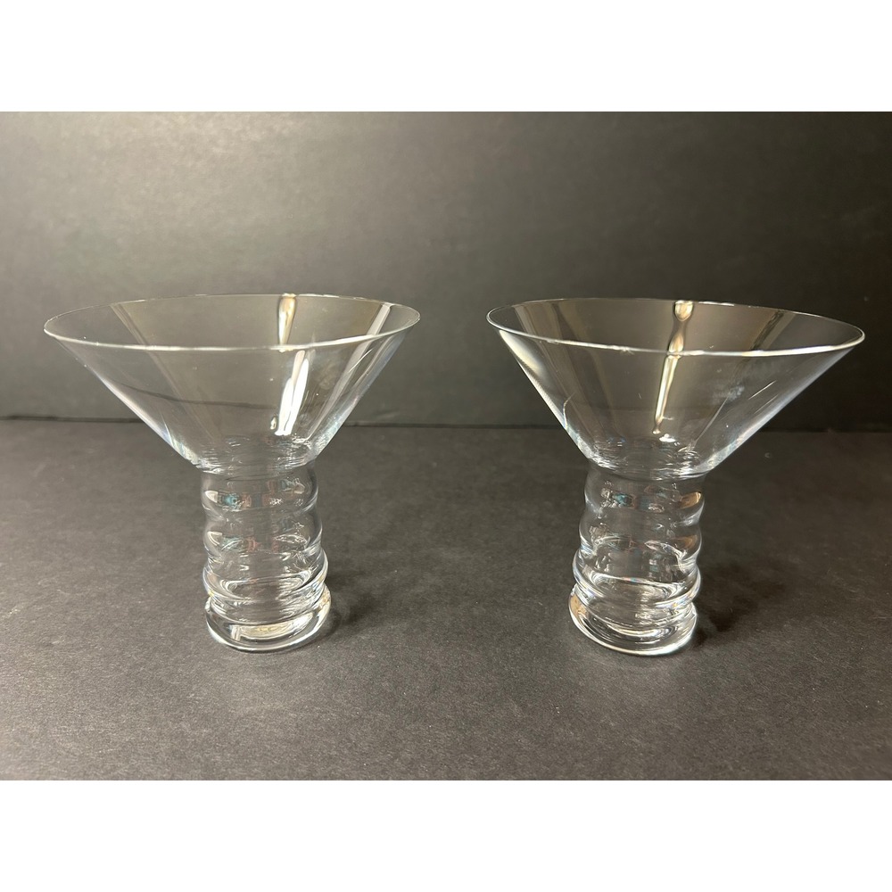 Riedel O Series Stemless Martini Glasses Ribbed Base Crystal Set of 2 Clear